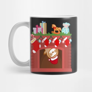 Cute Christmas Fireplace Sloth Mug